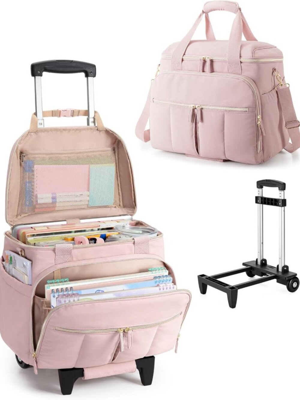 Versatile Rolling Teacher Bag with Accordion File Organizer - Perfect for Work